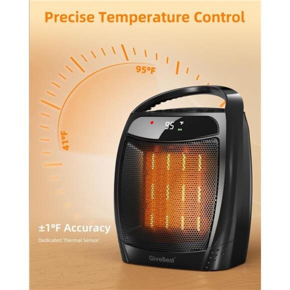 Space Heater, 1500W Portable Electric Heaters for Indoor Use, Heater for Office - Picture 6 of 8